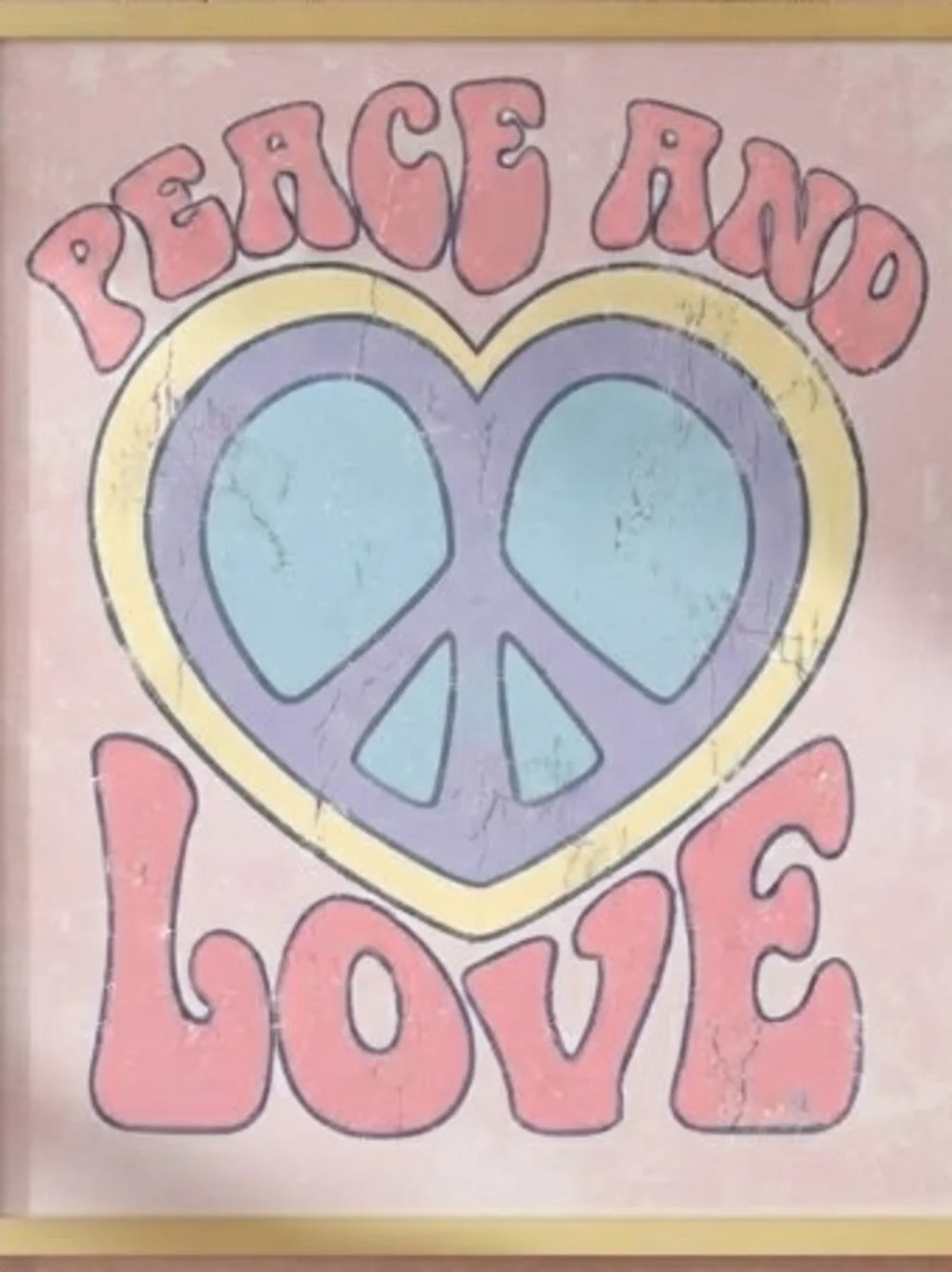 8.5x11 Cardstock Print Peace and Love Heart Wall Art - Pink